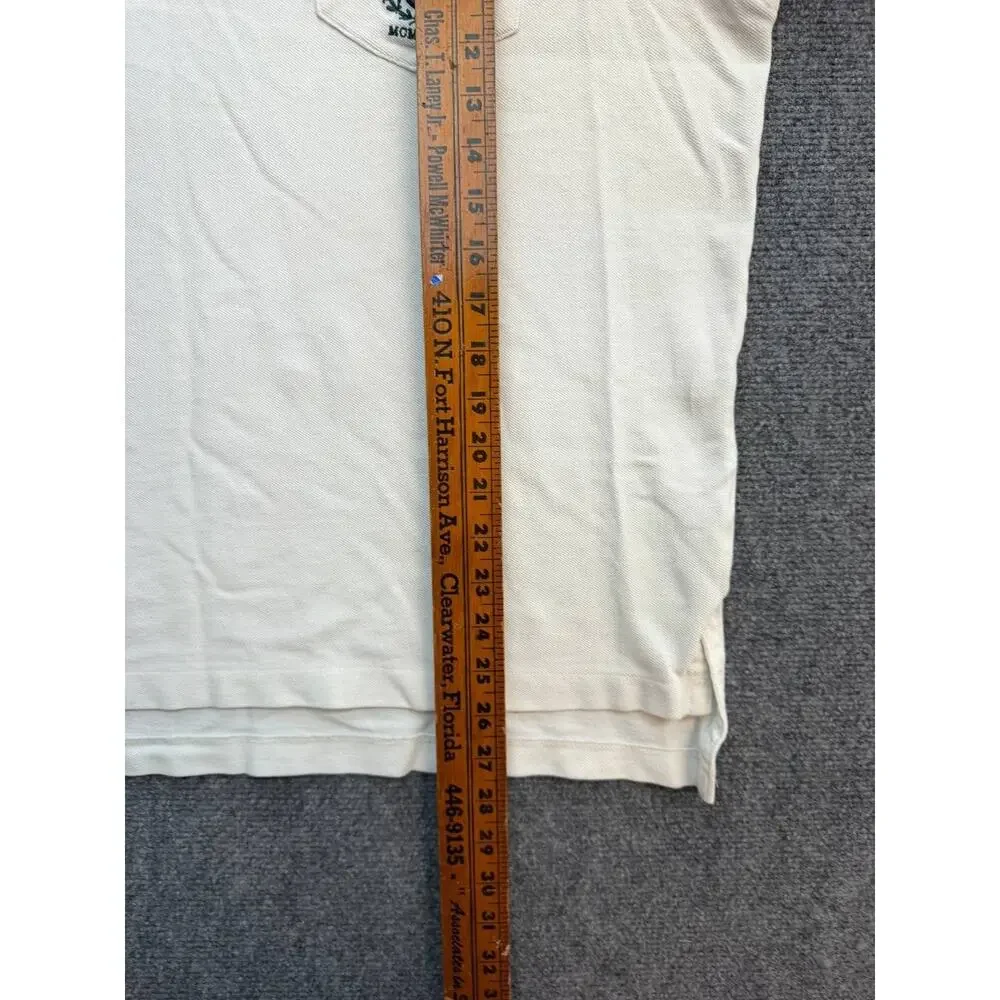 Ralph Lauren Men's XL Ivory Tennis Crest Pocket Polo Shirt 100% Cotton